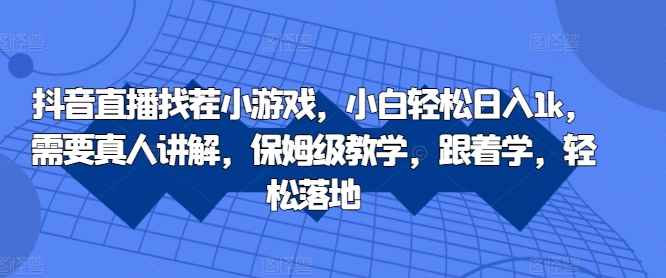 抖音直播找茬小游戏，小白轻松日入1k，需要真人讲解，保姆级教学，跟着学，轻松落地-800资源网