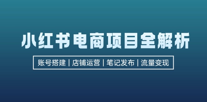 小红书电商项目全解析，包括账号搭建、店铺运营、笔记发布  实现流量变现-800资源网
