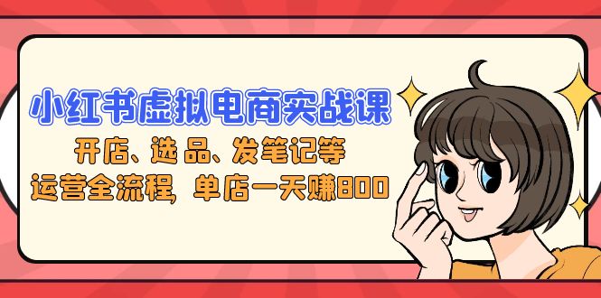 小红书虚拟电商实战课：开店、选品、发笔记等运营全流程，单店一天赚800-800资源网