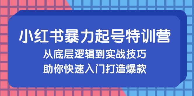 小红书暴力起号训练营，从底层逻辑到实战技巧，助你快速入门打造爆款-800资源网