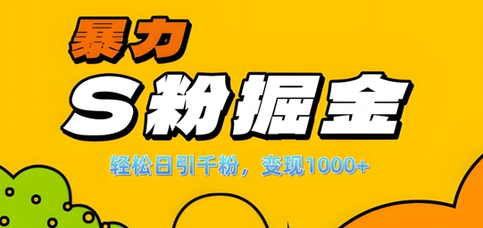 单人单机日引千粉，变现1k+，S粉流量掘金计划攻略-800资源网