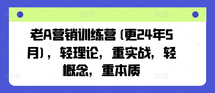 老A营销训练营(更24年10月)，轻理论，重实战，轻概念，重本质-800资源网