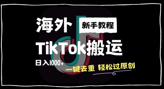 2024最新海外TikTok搬运玩法，一键去重轻松过原创，新手无经验也能日入1k-800资源网