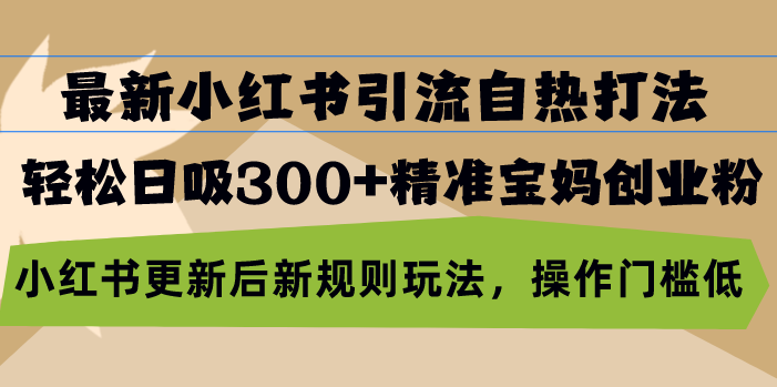 最新小红书引流自热打法，轻松日吸300+精准宝妈创业粉，小红书更新后新…-800资源网