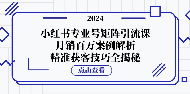 小红书专业号矩阵引流课，月销百万案例解析，精准获客技巧全揭秘-800资源网