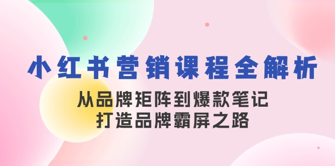 小红书营销课程全解析，从品牌矩阵到爆款笔记，打造品牌霸屏之路-800资源网