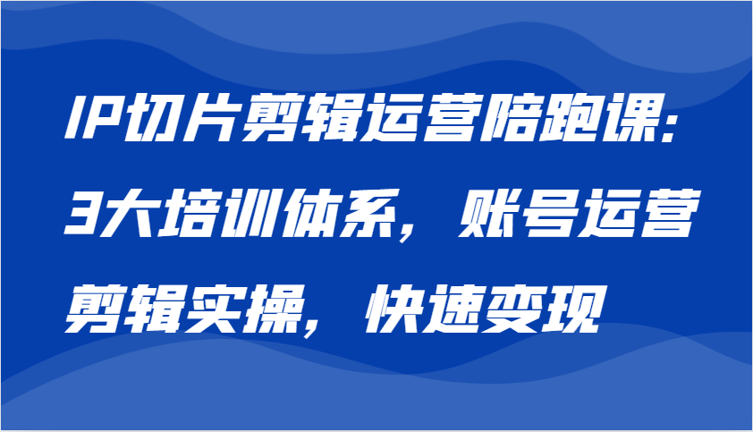 IP切片剪辑运营陪跑课，3大培训体系：账号运营 剪辑实操 快速变现-800资源网