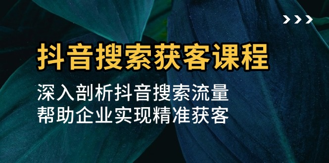 抖音搜索获客课程：深入剖析抖音搜索流量，帮助企业实现精准获客-800资源网
