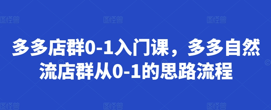 多多店群0-1入门课，多多自然流店群从0-1的思路流程-800资源网