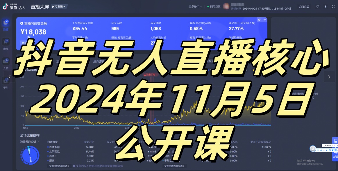 抖音无人直播核心公开课，咸鱼翻身小白可做带有睡后收入月入过万太简单-800资源网