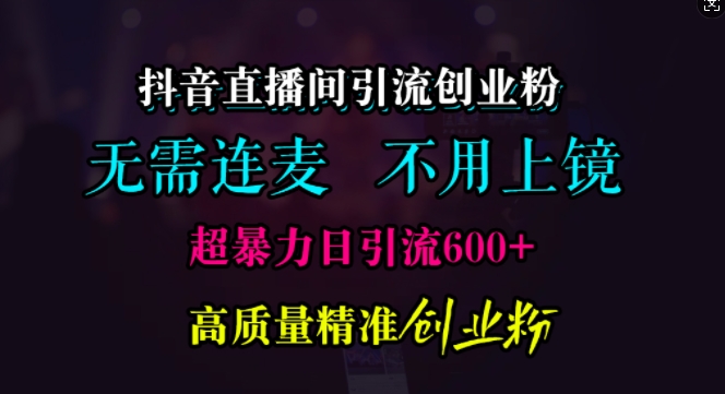 抖音直播间引流创业粉，无需连麦、无需上镜，超暴力日引流600+高质量精准创业粉-800资源网