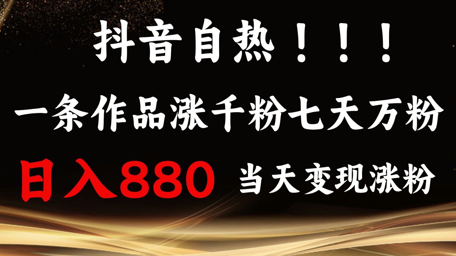 抖音小红书自热，一条作品1000粉，7天万粉，单日变现880收益-800资源网