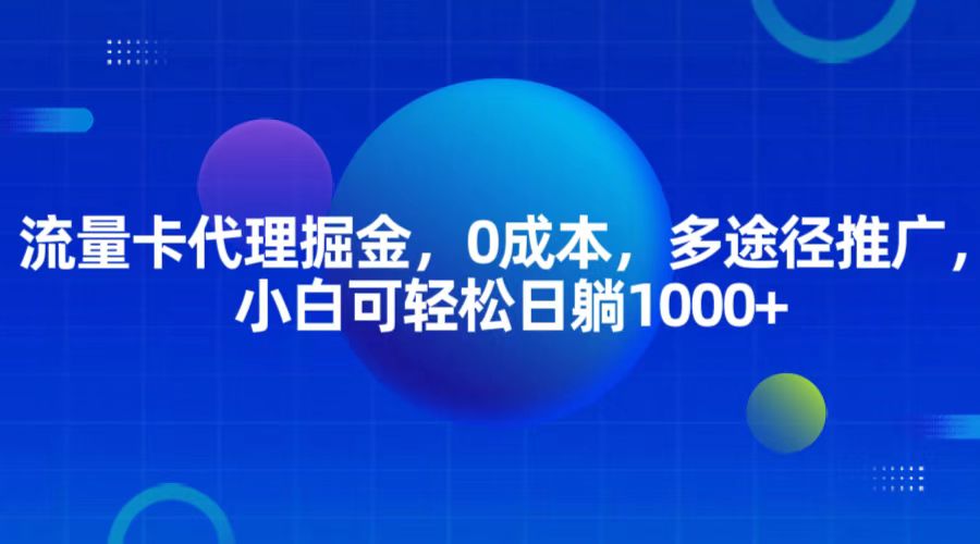 流量卡代理掘金，0成本，多途径推广，小白可轻松日躺1000+-800资源网
