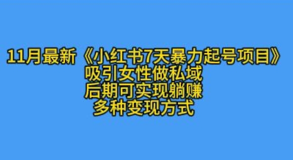 K总部落11月最新小红书7天暴力起号项目，吸引女性做私域-800资源网