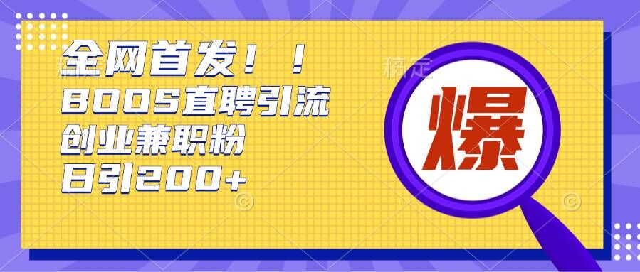 通过Boss直聘，每天轻松钓到200+多条创业大鱼的秘籍-800资源网