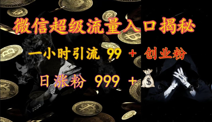 微信超级流量入口揭秘：一小时引流 99 + 创业粉，日涨粉 999 +-800资源网