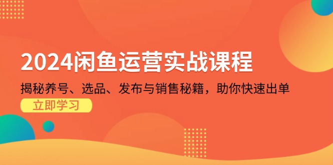2024闲鱼运营实战课程：揭秘养号、选品、发布与销售秘籍，助你快速出单-800资源网