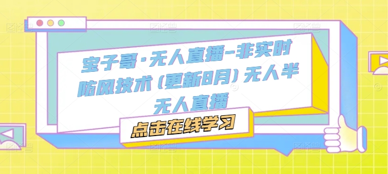 宝子哥·无人直播-非实时防风技术(更新11月)无人半无人直播-800资源网
