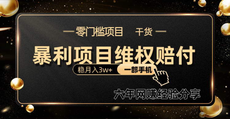 暴利项目线上维q赔付小白月入3w+一部手机改变思维不用剪辑写文案-800资源网