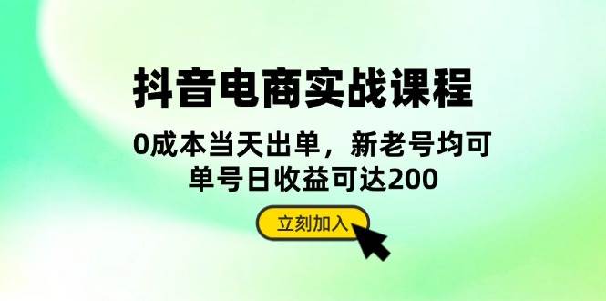 抖音电商实战课程：从账号搭建到店铺运营，全面解析五大核心要素-800资源网
