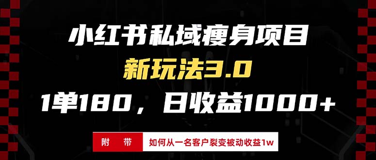 小红书瘦身项目3.0模式，新手小白日赚收益1000+（附从一名客户裂变收益…-800资源网