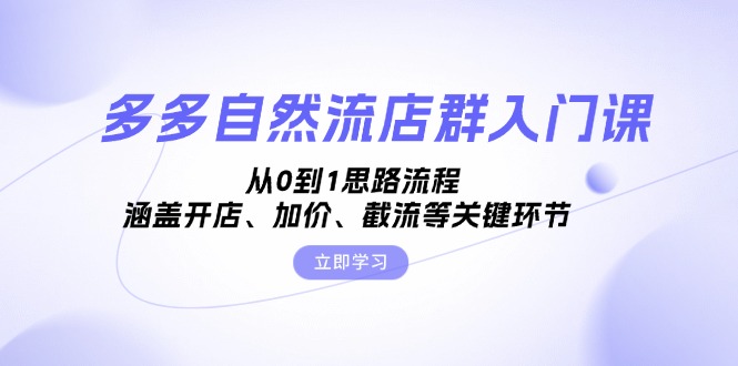 多多自然流店群入门课，从0到1思路流程，涵盖开店、加价、截流等关键环节-800资源网
