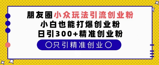 朋友圈小众玩法引流创业粉，小白也能打爆创业粉，日引300+精准创业粉-800资源网