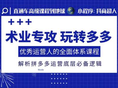 术业专攻玩转多多，优秀运营人的全面体系课程，解析拼多多运营底层必备逻辑-800资源网