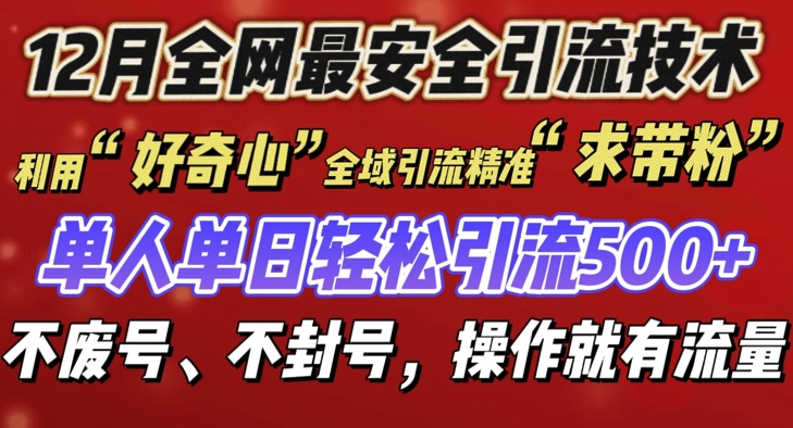 12 月份全网最安全引流创业粉技术来袭，不封号不废号，有操作就有流量-800资源网