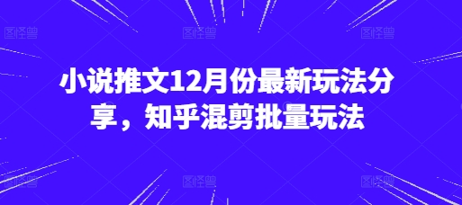 小说推文12月份最新玩法分享，知乎混剪批量玩法-800资源网