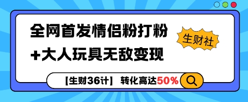 【生财36计】全网首发情侣粉打粉+大人玩具无敌变现-800资源网