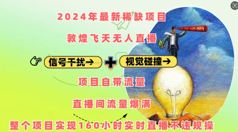 2024年最新稀缺项目敦煌飞天无人直播，项目自带流量，流量爆满，实现160小时实时直播不违规操-800资源网