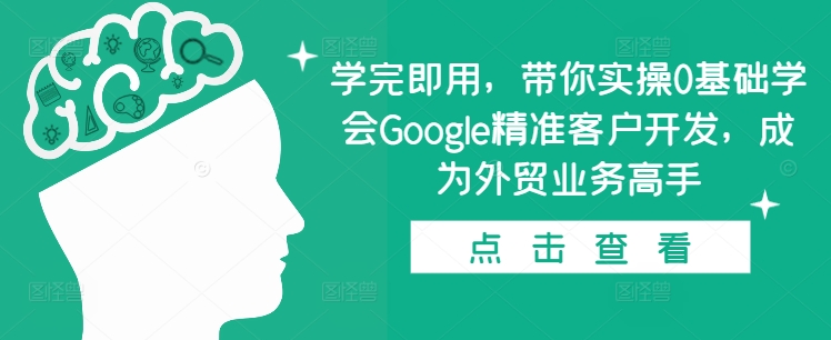 学完即用，带你实操0基础学会Google精准客户开发，成为外贸业务高手-800资源网