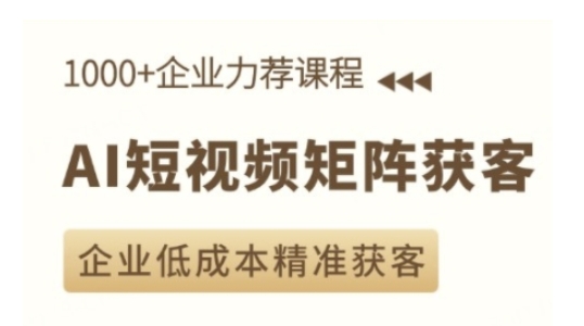 AI短视频矩阵获客实操课，企业低成本精准获客-800资源网