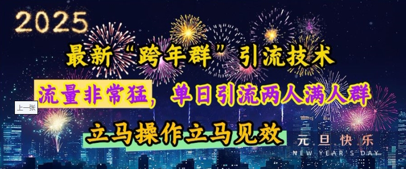最新“跨年群”引流，流量非常猛，单日引流两人满人群，立马操作立马见效-800资源网