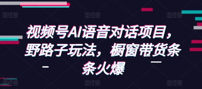 视频号AI语音对话项目，野路子玩法，橱窗带货条条火爆-800资源网