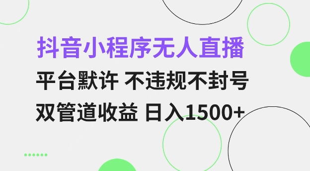 抖音小程序无人直播 平台默许 不违规不封号 双管道收益 日入多张 小白也能轻松操作【仅揭秘】-800资源网