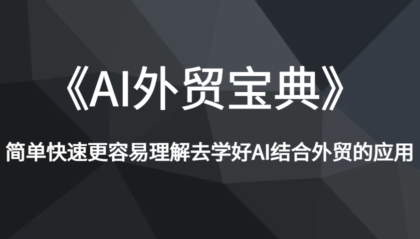 《AI外贸宝典》简单快速更容易理解去学好AI结合外贸的应用-800资源网
