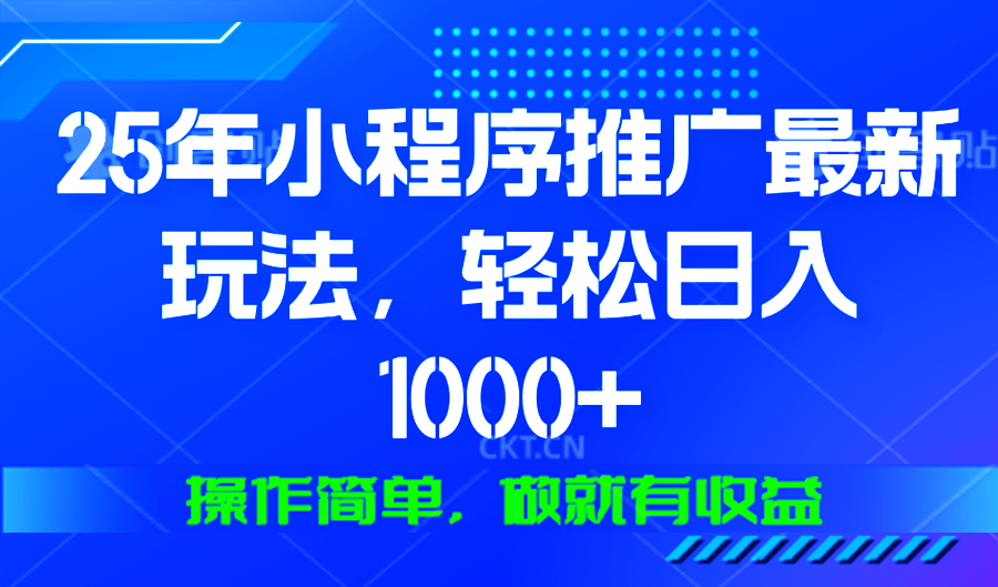 25年微信小程序推广最新玩法，轻松日入1000+，操作简单 做就有收益-800资源网