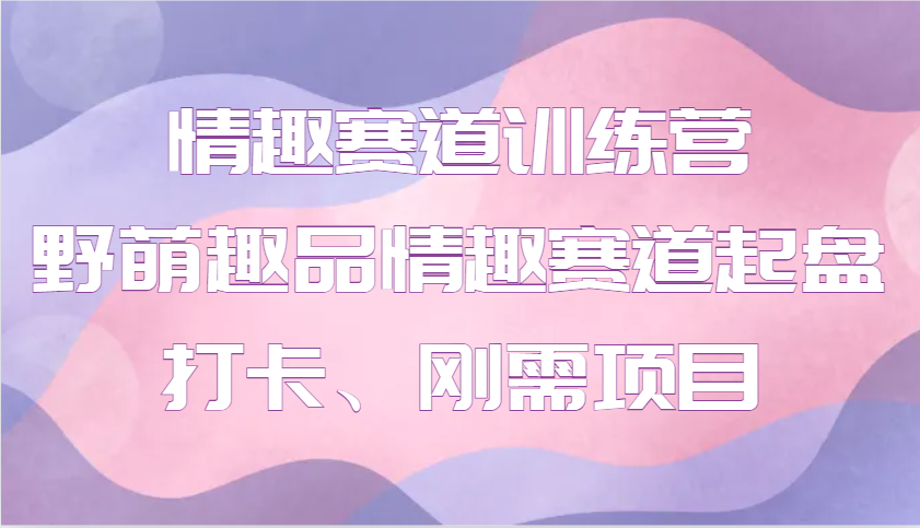情趣赛道训练营 野萌趣品情趣赛道起盘打卡、刚需项目-800资源网