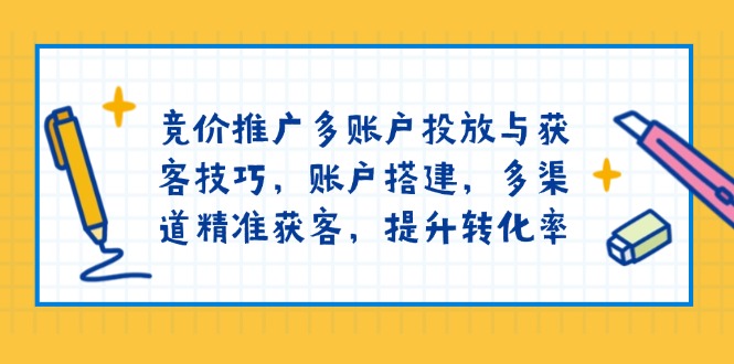 竞价推广多账户投放与获客技巧，账户搭建，多渠道精准获客，提升转化率-800资源网