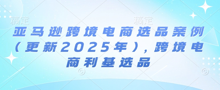 亚马逊跨境电商选品案例(更新2025年)，跨境电商利基选品-800资源网