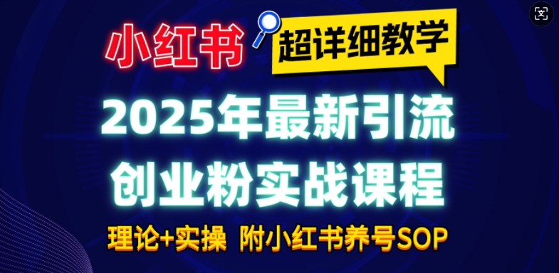 2025年最新小红书引流创业粉实战课程【超详细教学】小白轻松上手，月入1W+，附小红书养号SOP-800资源网
