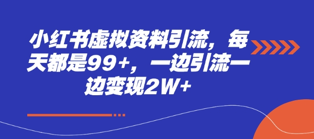 小红书虚拟资料引流，每天都是99+，一边引流一边变现2W+-800资源网