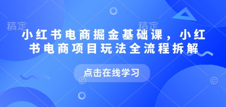 小红书电商掘金课，小红书电商项目玩法全流程拆解-800资源网
