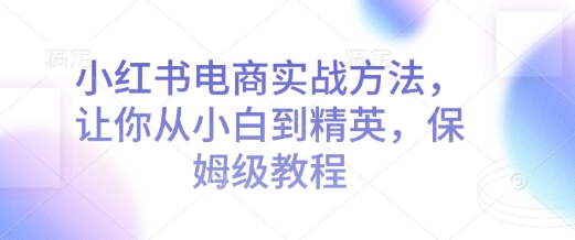 小红书电商实战方法，让你从小白到精英，保姆级教程-800资源网