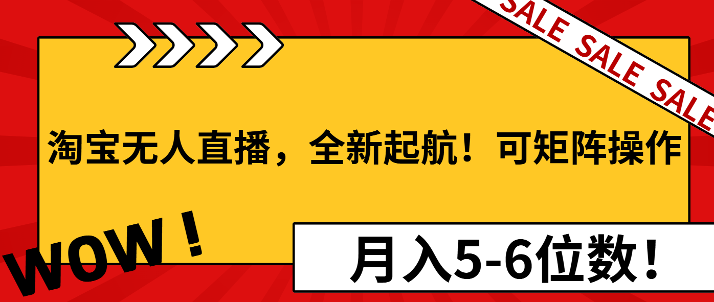 淘宝无人直播，全新起航！可矩阵操作，月入5-6位数！-800资源网