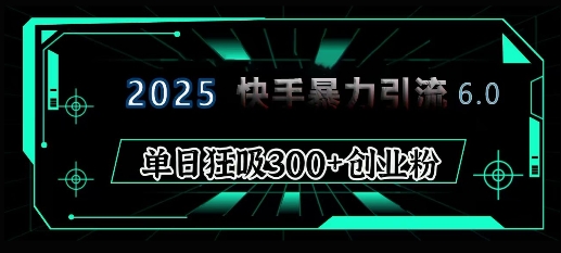 2025年快手6.0保姆级教程震撼来袭，单日狂吸300+精准创业粉-800资源网