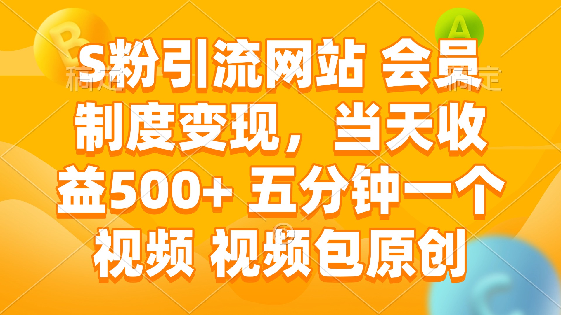 S粉引流网站 会员制度变现，当天收益500+ 五分钟一个视频 视频包原创-800资源网