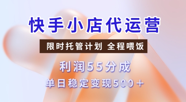 快手小店代运营3.0，模式新升级，收益55分，稳定单日5张-800资源网
